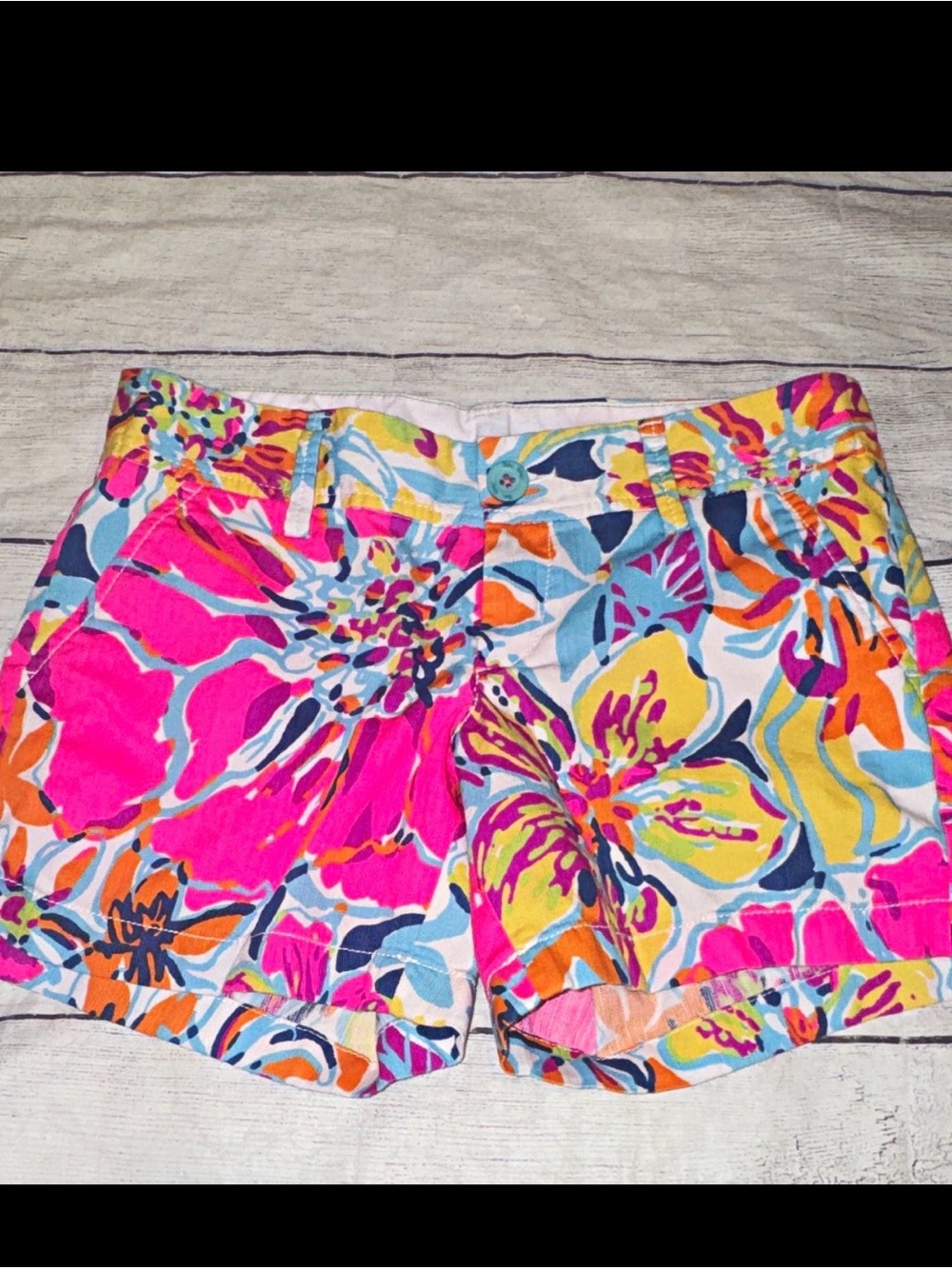 Lilly Pulitzer Callahan Pink Floral Chino Shorts 0 Cotton Pockets